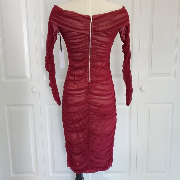 NEW Ryse The Label Ruched Tulle Bateau Midi Dress - Picture 4 of 8